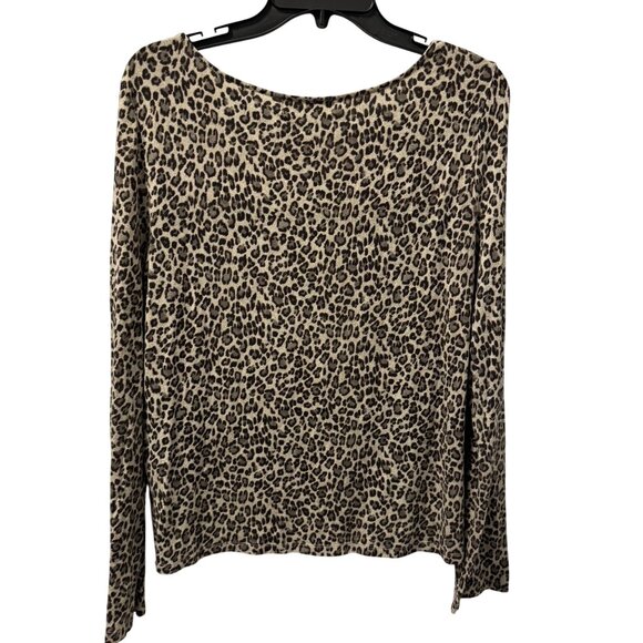 Lauren Ralph Lauren Leopard Print Soft Long Sleeve Top Sz L - Picture 6 of 12